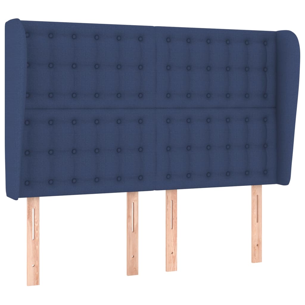 Hoofdbord met randen 147x23x118/128 cm stof blauw is nu te koop bij PeponiXL, paradijselijk wonen!