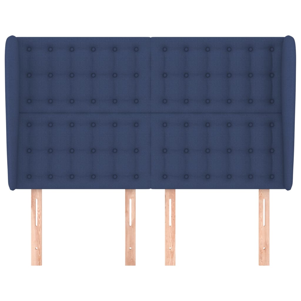 Hoofdbord met randen 147x23x118/128 cm stof blauw is nu te koop bij PeponiXL, paradijselijk wonen!