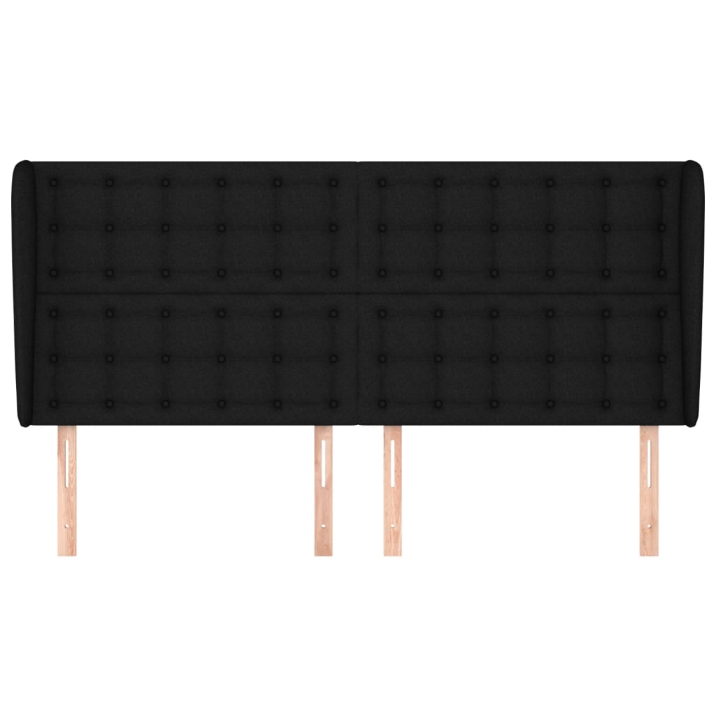 Hoofdbord met randen 163x23x118/128 cm stof zwart is nu te koop bij PeponiXL, paradijselijk wonen!