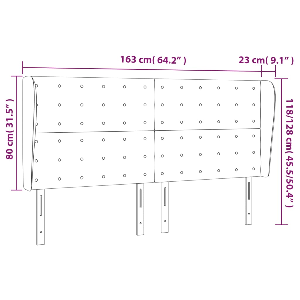 Hoofdbord met randen 163x23x118/128 cm stof zwart is nu te koop bij PeponiXL, paradijselijk wonen!