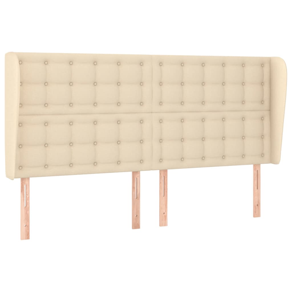 Hoofdbord met randen 163x23x118/128 cm stof crèmekleurig is nu te koop bij PeponiXL, paradijselijk wonen!