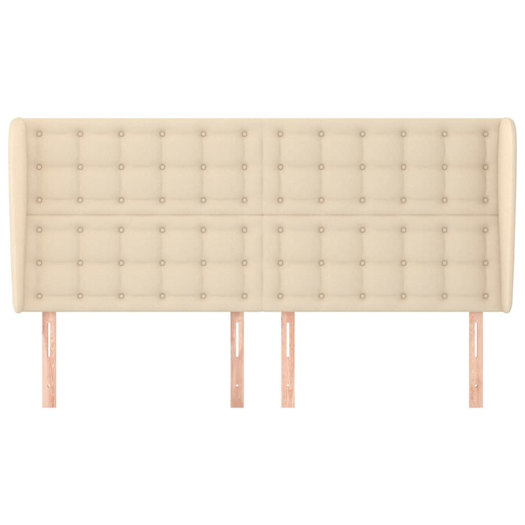 Hoofdbord met randen 163x23x118/128 cm stof crèmekleurig is nu te koop bij PeponiXL, paradijselijk wonen!