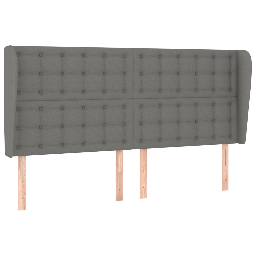 Hoofdbord met randen 183x23x118/128 cm stof donkergrijs is nu te koop bij PeponiXL, paradijselijk wonen!