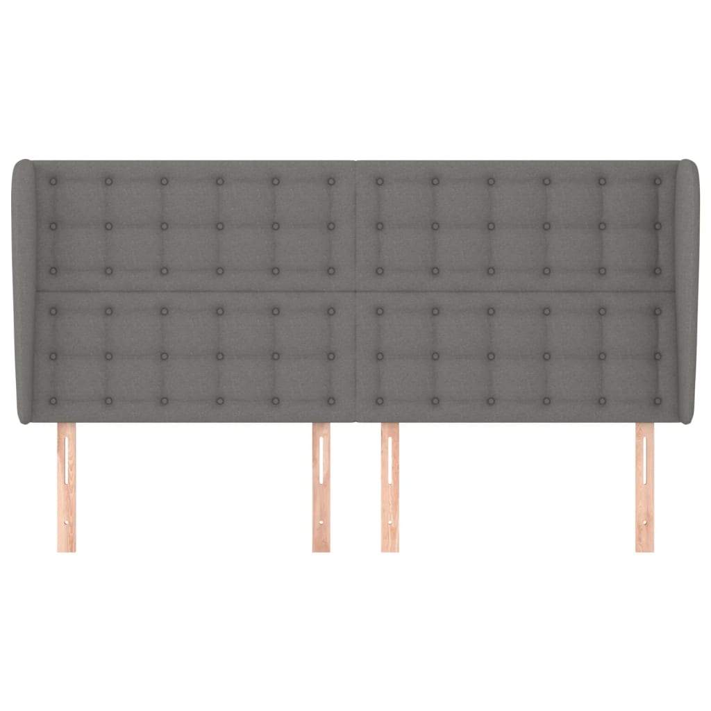 Hoofdbord met randen 183x23x118/128 cm stof donkergrijs is nu te koop bij PeponiXL, paradijselijk wonen!