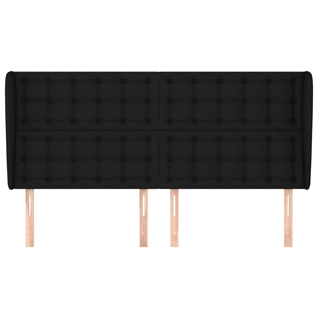 Hoofdbord met randen 183x23x118/128 cm stof zwart is nu te koop bij PeponiXL, paradijselijk wonen!