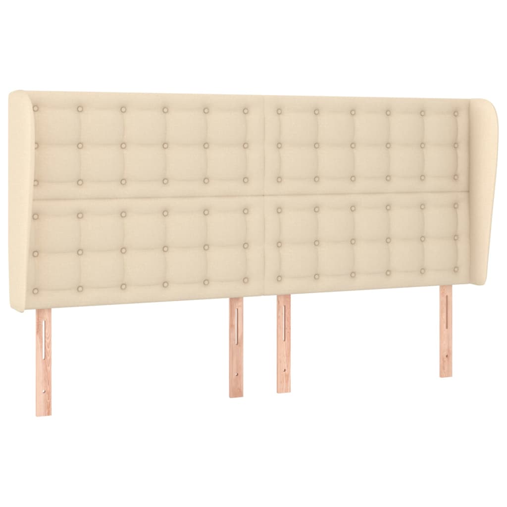 Hoofdbord met randen 183x23x118/128 cm stof crèmekleurig is nu te koop bij PeponiXL, paradijselijk wonen!