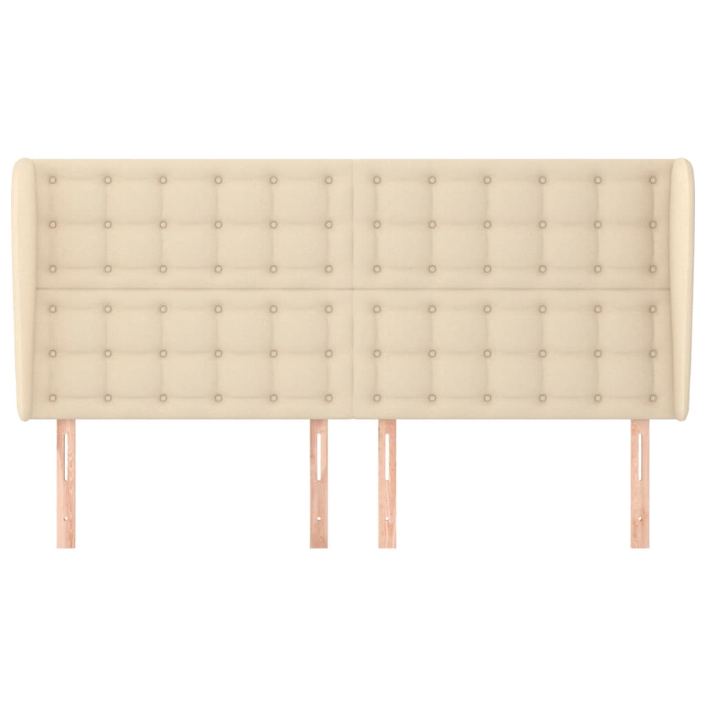 Hoofdbord met randen 183x23x118/128 cm stof crèmekleurig is nu te koop bij PeponiXL, paradijselijk wonen!