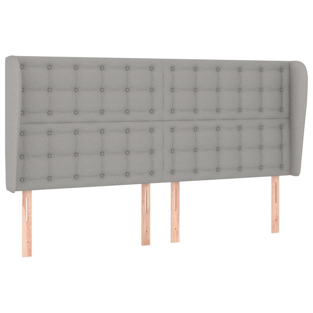 Hoofdbord met randen 203x23x118/128 cm stof lichtgrijs is nu te koop bij PeponiXL, paradijselijk wonen!