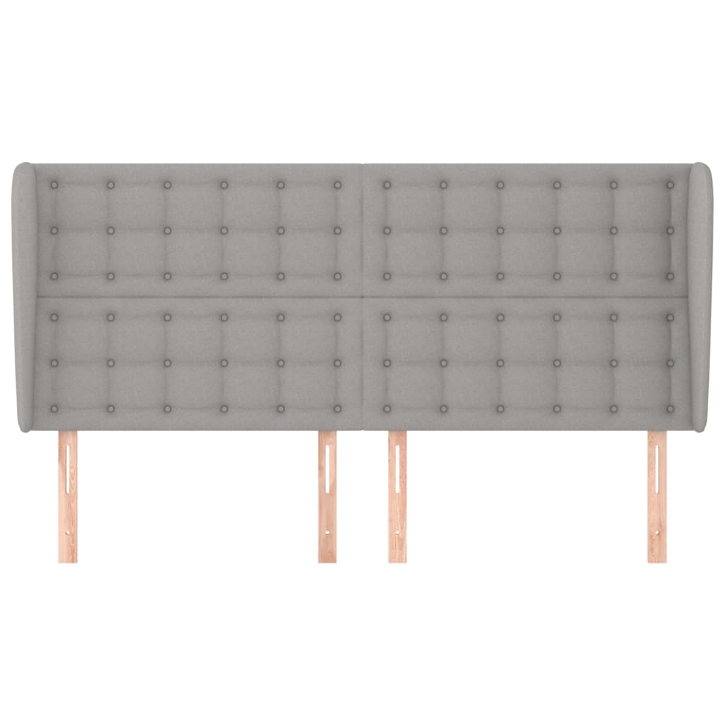 Hoofdbord met randen 203x23x118/128 cm stof lichtgrijs is nu te koop bij PeponiXL, paradijselijk wonen!