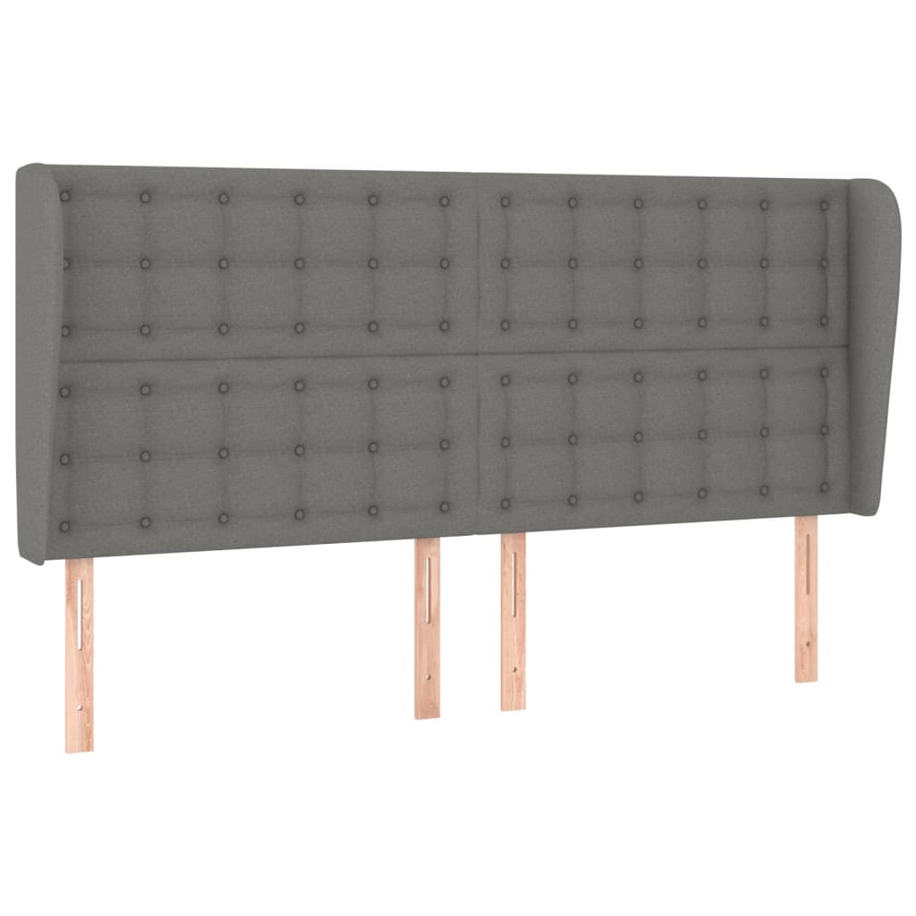 Hoofdbord met randen 203x23x118/128 cm stof donkergrijs is nu te koop bij PeponiXL, paradijselijk wonen!