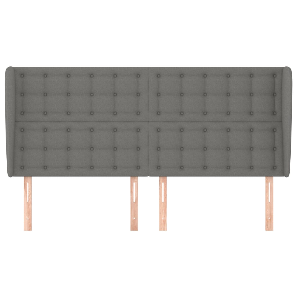 Hoofdbord met randen 203x23x118/128 cm stof donkergrijs is nu te koop bij PeponiXL, paradijselijk wonen!
