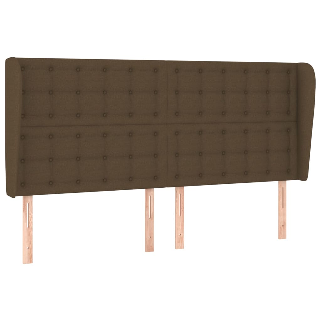 Hoofdbord met randen 203x23x118/128 cm stof donkerbruin is nu te koop bij PeponiXL, paradijselijk wonen!