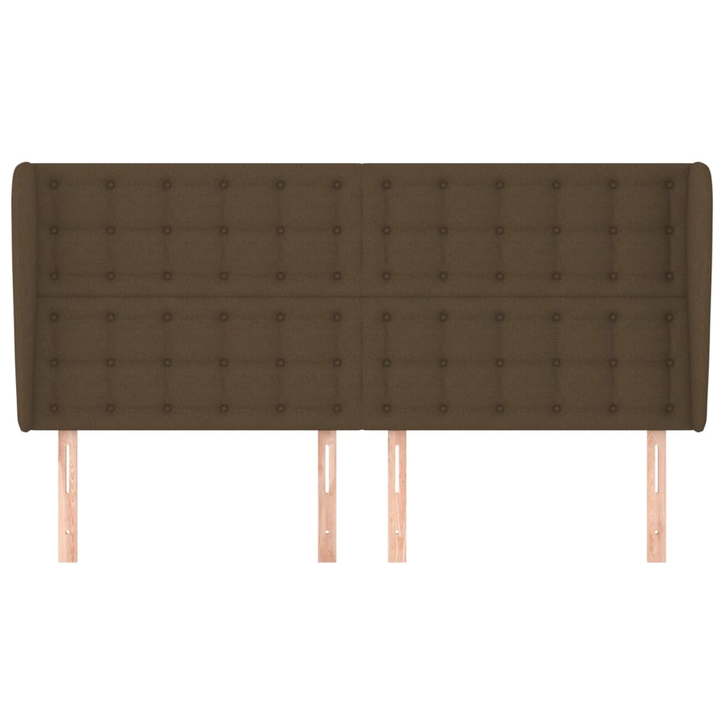 Hoofdbord met randen 203x23x118/128 cm stof donkerbruin is nu te koop bij PeponiXL, paradijselijk wonen!