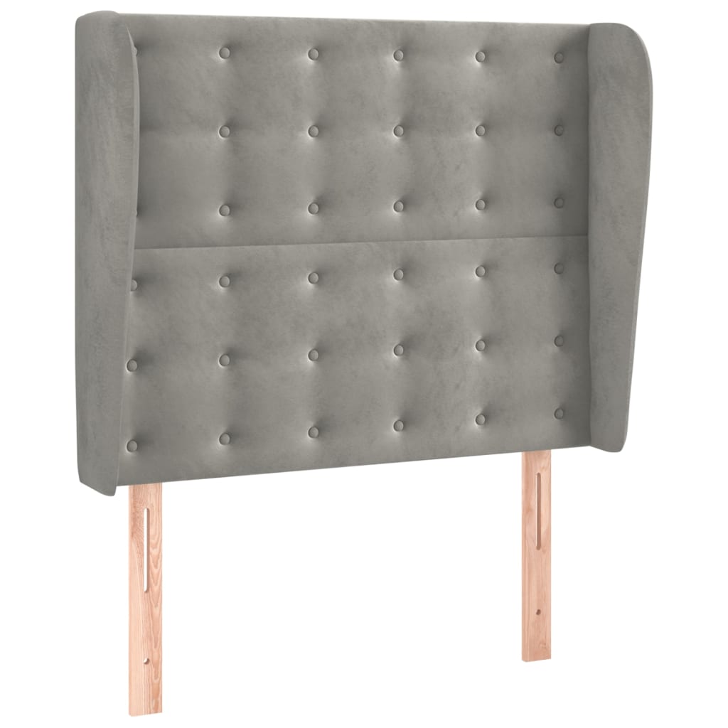 Hoofdbord met randen 83x23x118/128 cm fluweel lichtgrijs is nu te koop bij PeponiXL, paradijselijk wonen!
