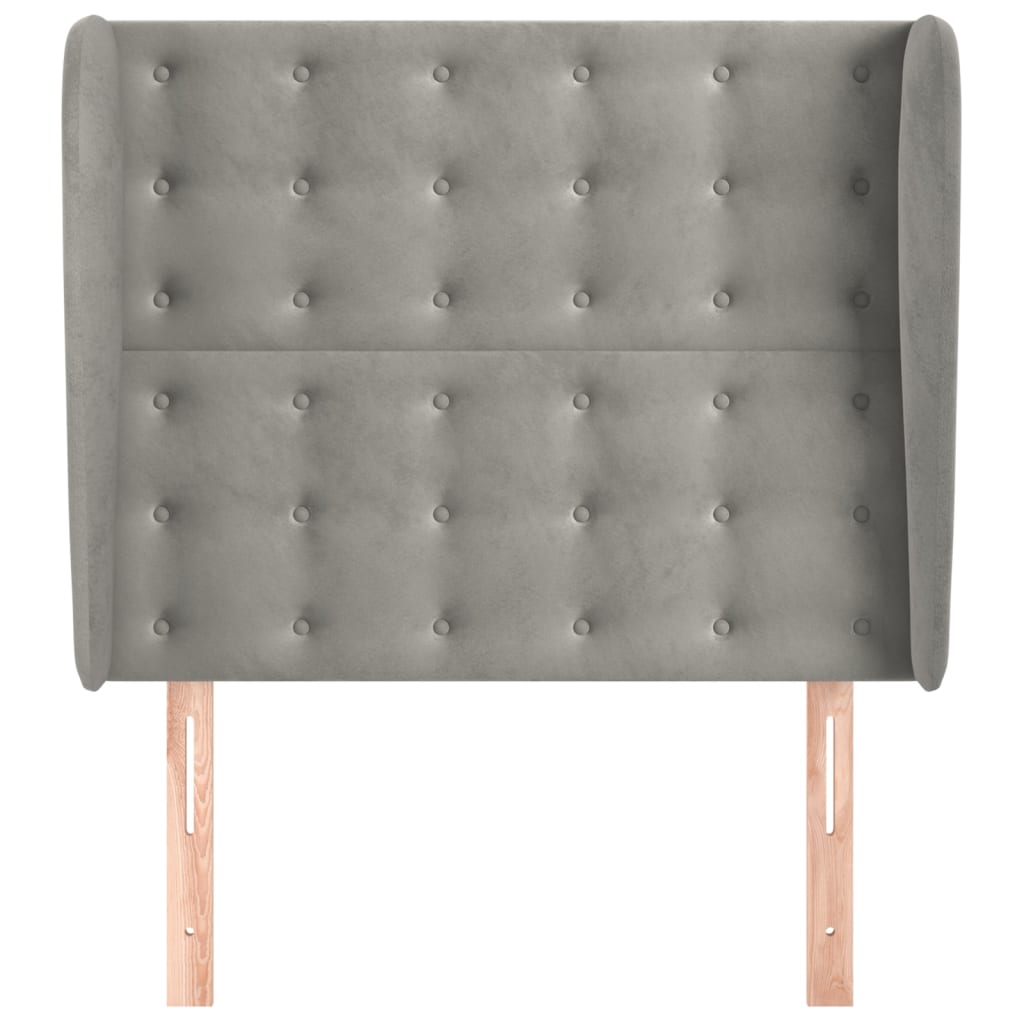 Hoofdbord met randen 83x23x118/128 cm fluweel lichtgrijs is nu te koop bij PeponiXL, paradijselijk wonen!