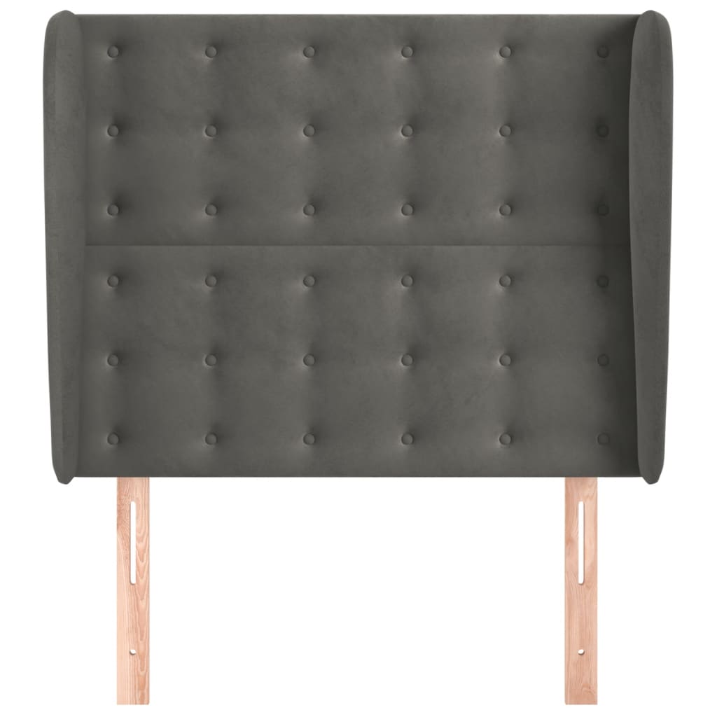 Hoofdbord met randen 83x23x118/128 cm fluweel donkergrijs is nu te koop bij PeponiXL, paradijselijk wonen!