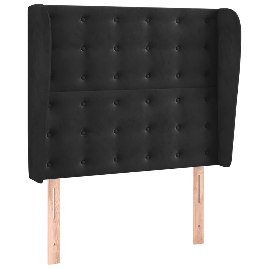 Hoofdbord met randen 83x23x118/128 cm fluweel zwart is nu te koop bij PeponiXL, paradijselijk wonen!