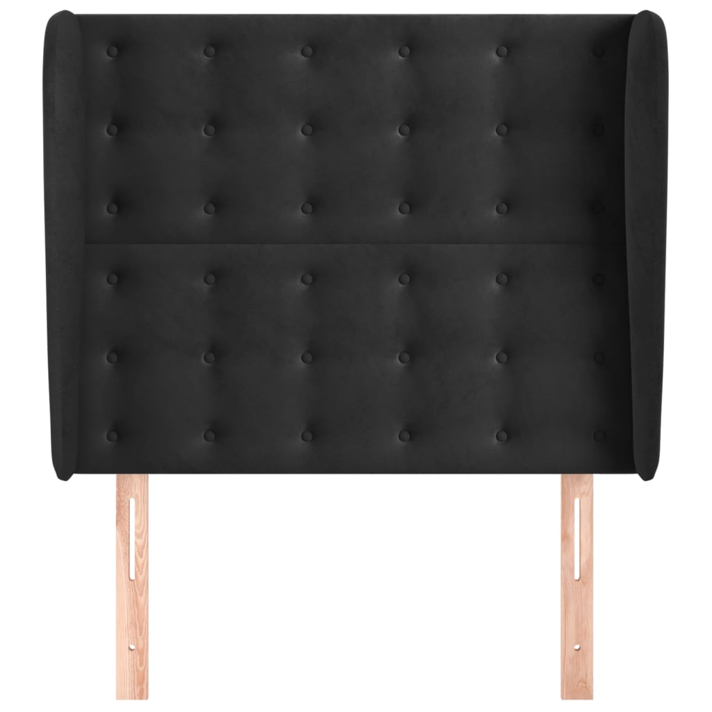 Hoofdbord met randen 83x23x118/128 cm fluweel zwart is nu te koop bij PeponiXL, paradijselijk wonen!