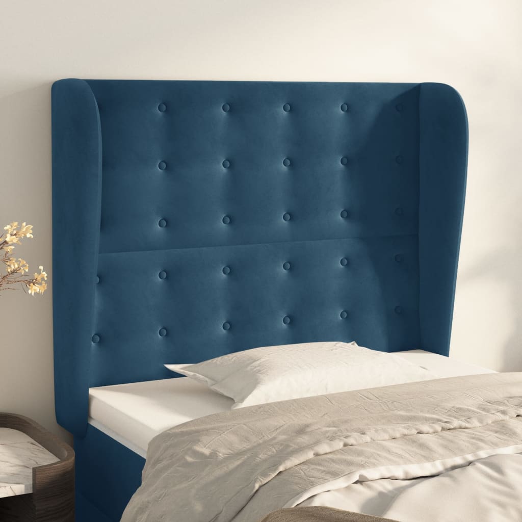 Hoofdbord met randen 83x23x118/128 cm fluweel donkerblauw is nu te koop bij PeponiXL, paradijselijk wonen!