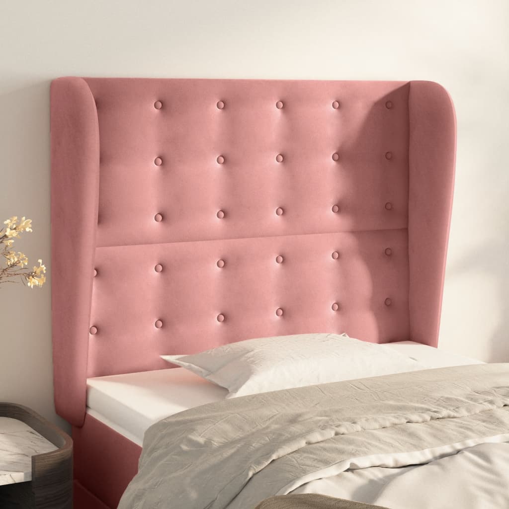 Hoofdbord met randen 83x23x118/128 cm fluweel roze is nu te koop bij PeponiXL, paradijselijk wonen!
