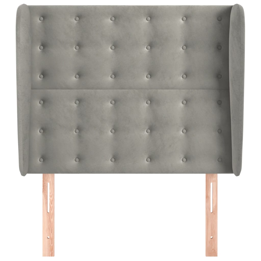 Hoofdbord met randen 93x23x118/128 cm fluweel lichtgrijs is nu te koop bij PeponiXL, paradijselijk wonen!