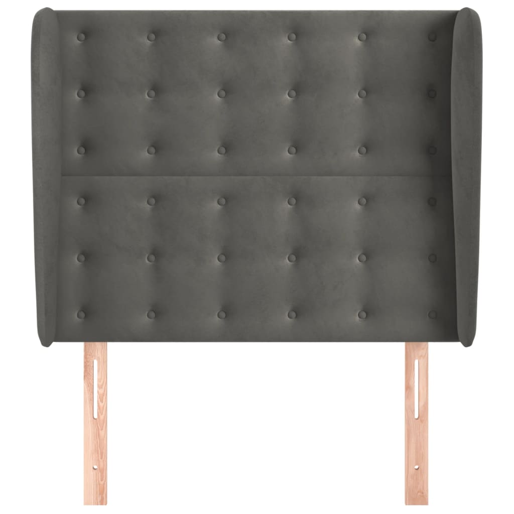 Hoofdbord met randen 93x23x118/128 cm fluweel donkergrijs is nu te koop bij PeponiXL, paradijselijk wonen!