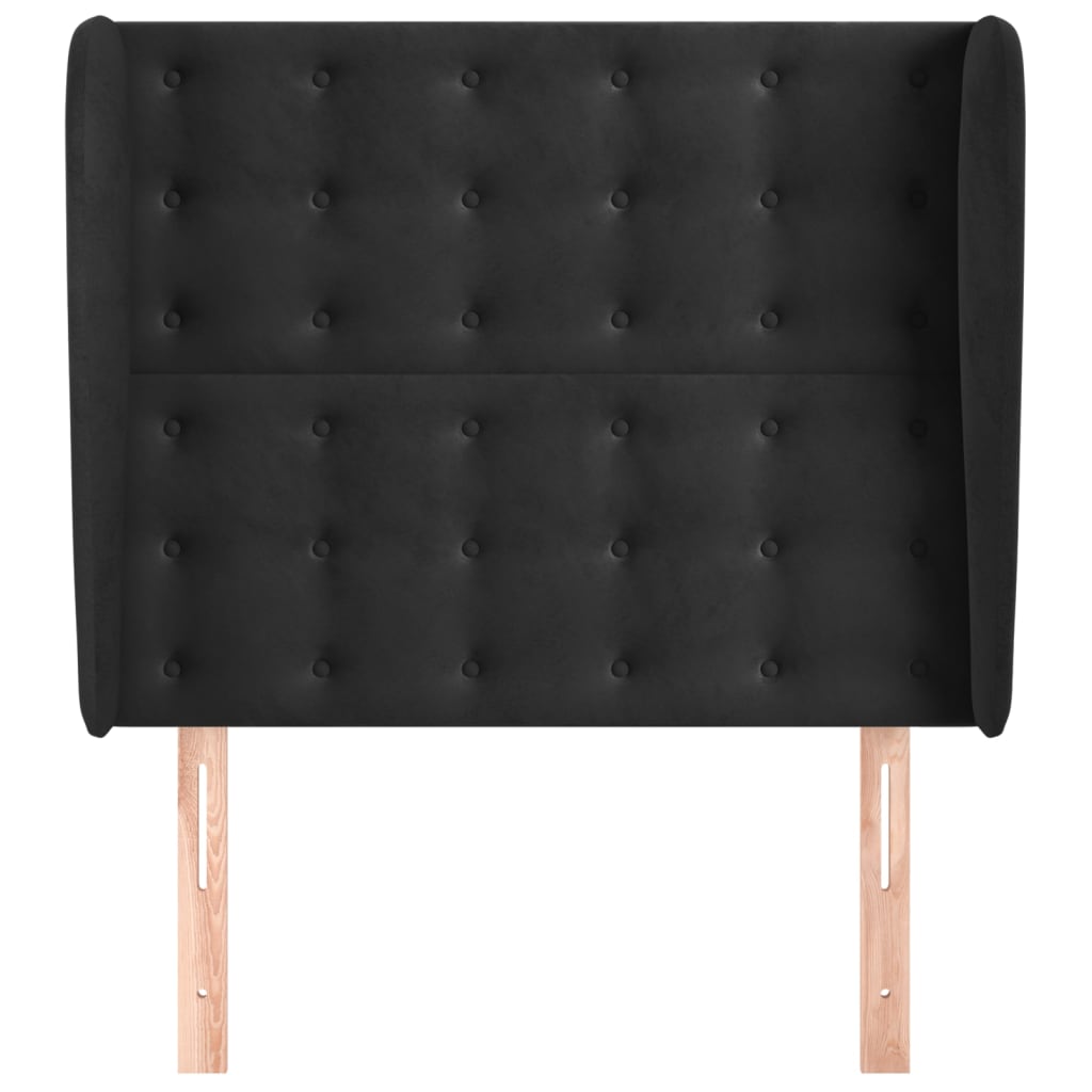 Hoofdbord met randen 93x23x118/128 cm fluweel zwart is nu te koop bij PeponiXL, paradijselijk wonen!