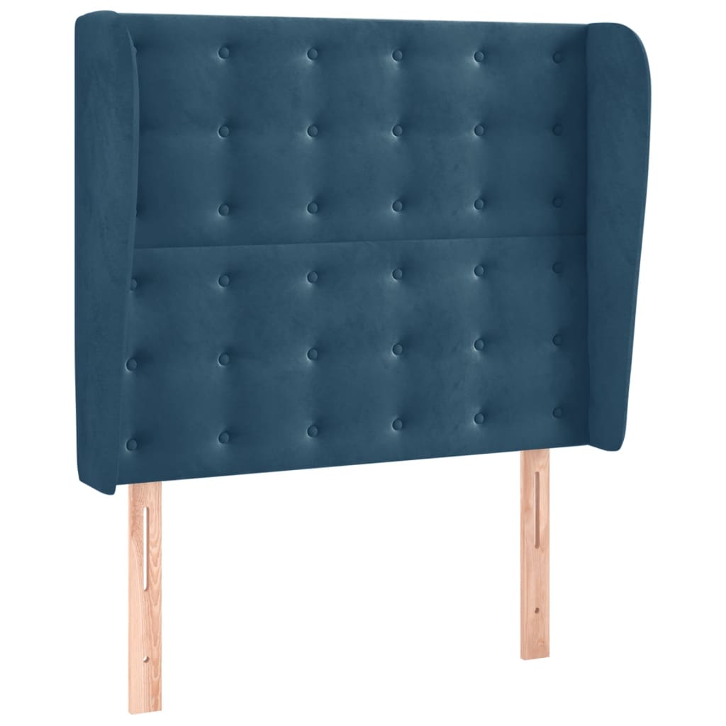 Hoofdbord met randen 93x23x118/128 cm fluweel donkerblauw is nu te koop bij PeponiXL, paradijselijk wonen!
