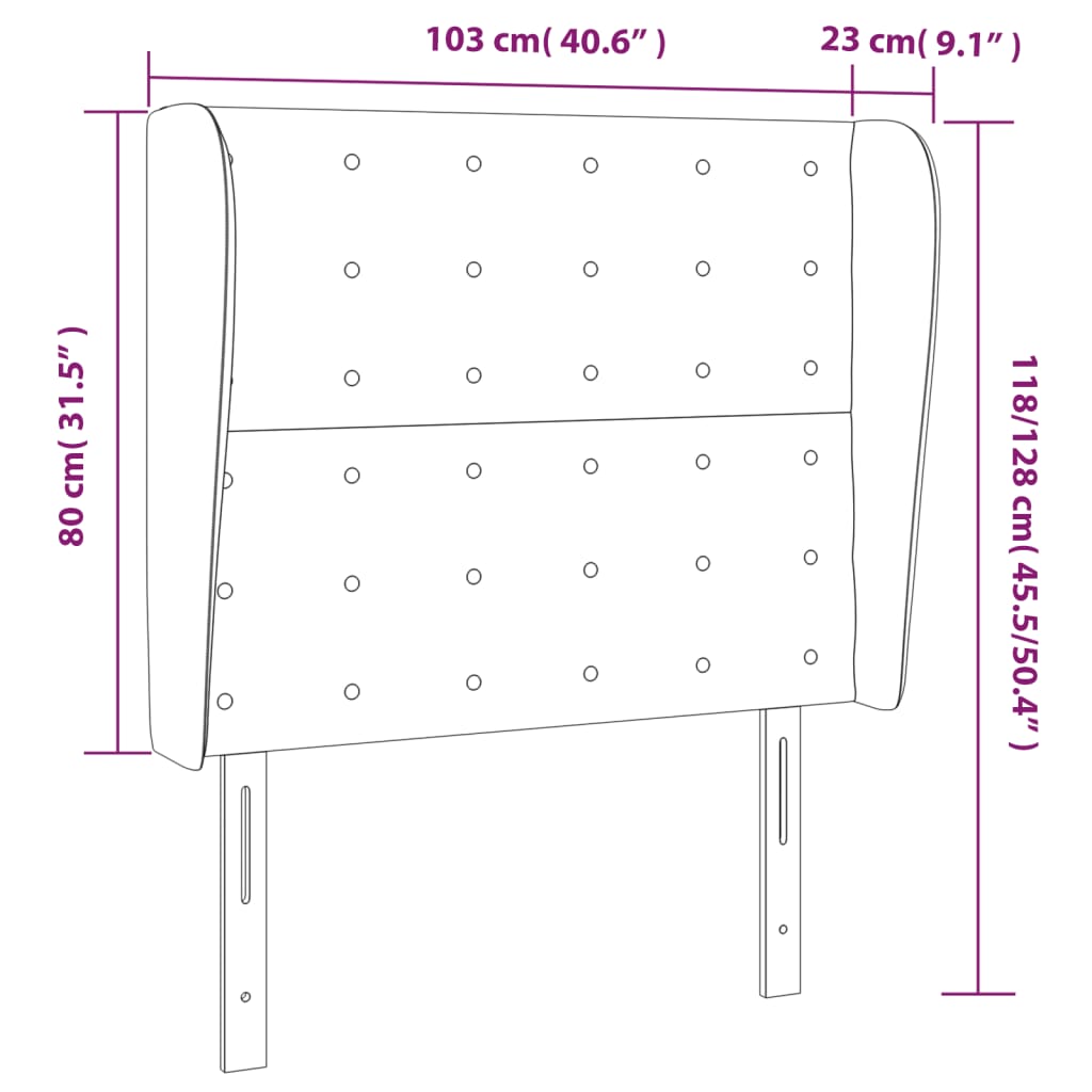 Hoofdbord met randen 103x23x118/128 cm fluweel lichtgrijs is nu te koop bij PeponiXL, paradijselijk wonen!