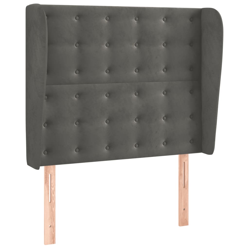 Hoofdbord met randen 103x23x118/128 cm fluweel donkergrijs is nu te koop bij PeponiXL, paradijselijk wonen!