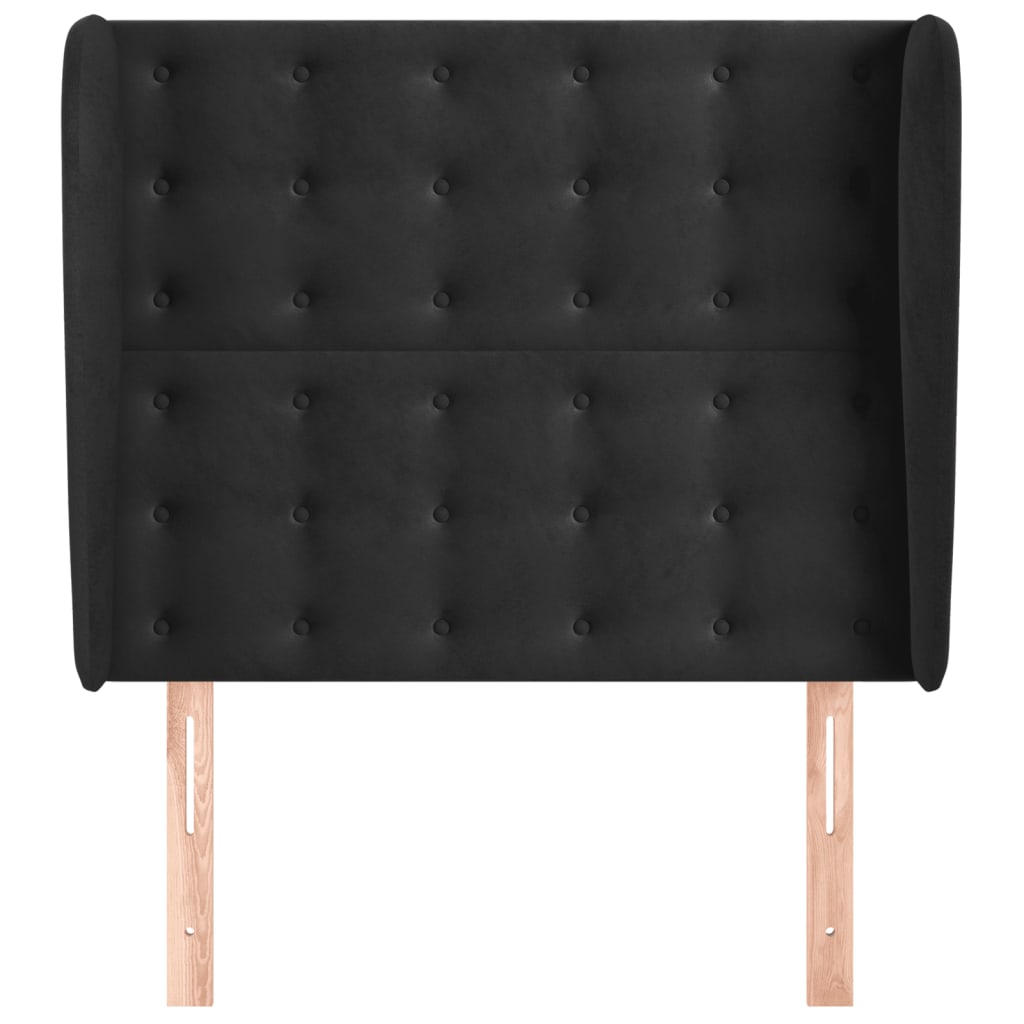 Hoofdbord met randen 103x23x118/128 cm fluweel zwart is nu te koop bij PeponiXL, paradijselijk wonen!