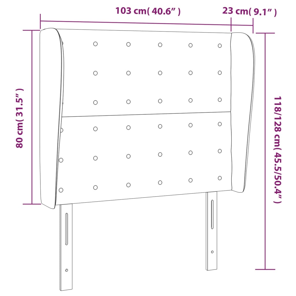 Hoofdbord met randen 103x23x118/128 cm fluweel zwart is nu te koop bij PeponiXL, paradijselijk wonen!