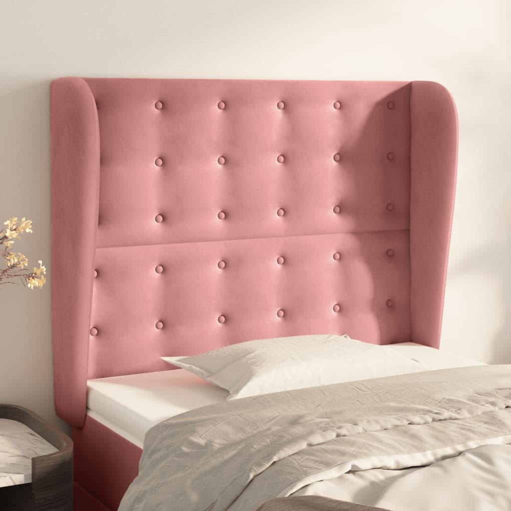 Hoofdbord met randen 103x23x118/128 cm fluweel roze is nu te koop bij PeponiXL, paradijselijk wonen!