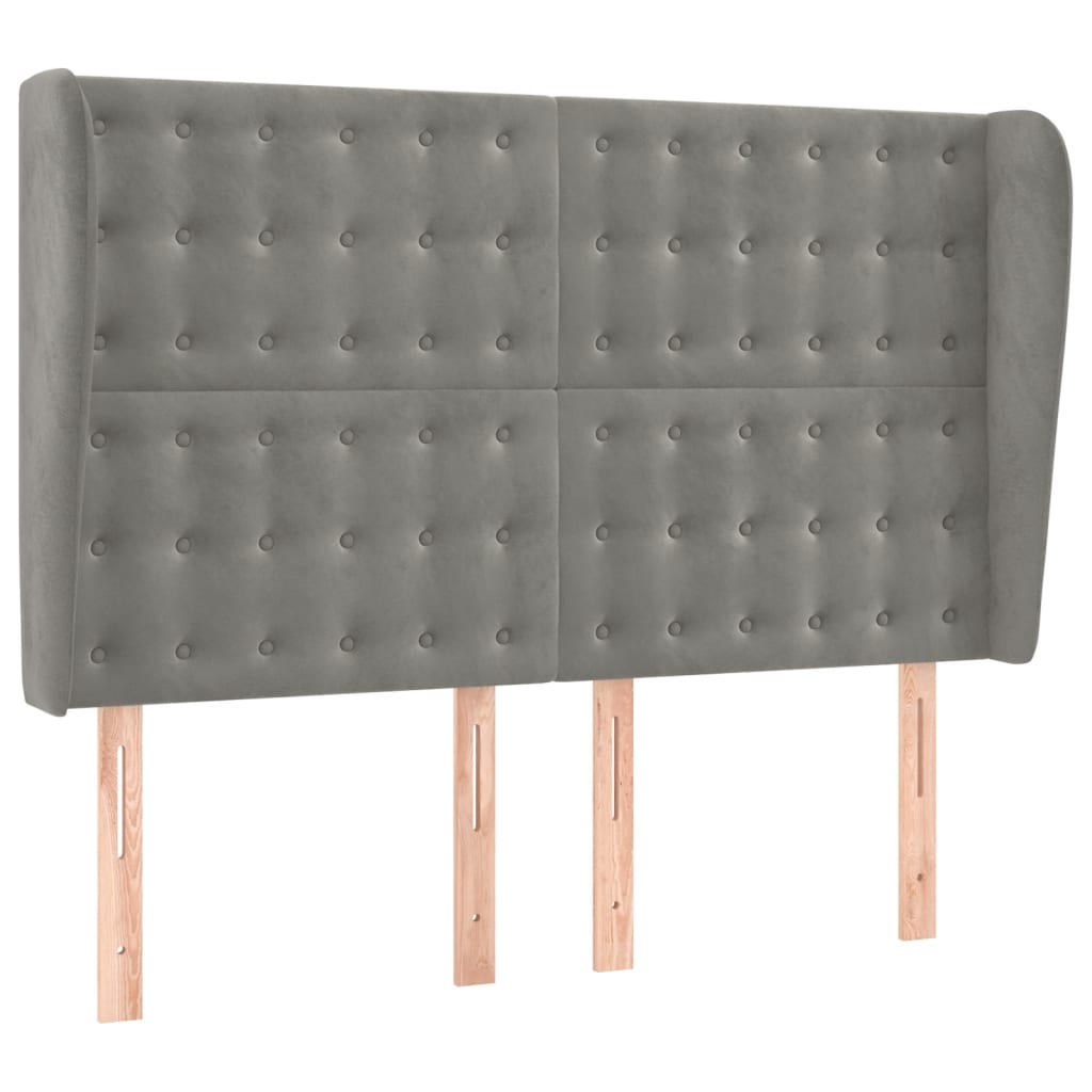 Hoofdbord met randen 147x23x118/128 cm fluweel lichtgrijs is nu te koop bij PeponiXL, paradijselijk wonen!