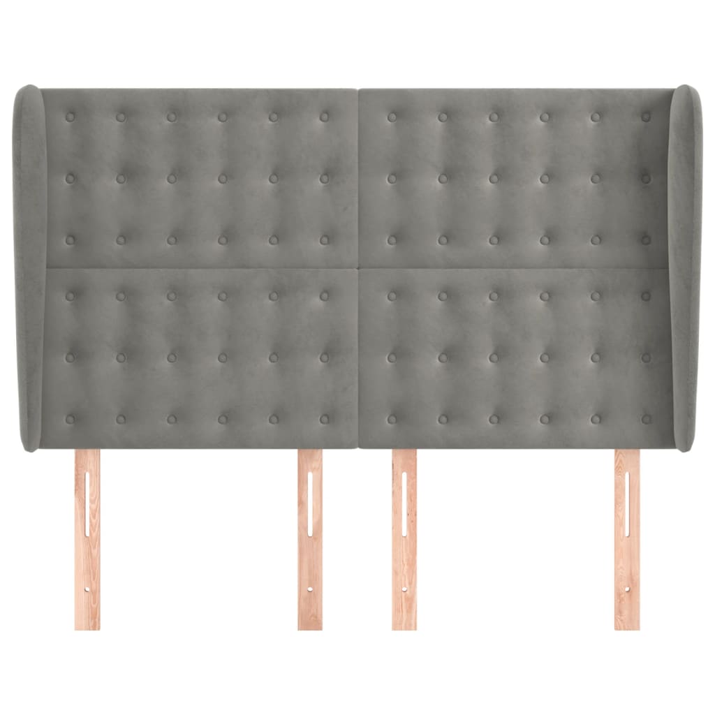 Hoofdbord met randen 147x23x118/128 cm fluweel lichtgrijs is nu te koop bij PeponiXL, paradijselijk wonen!