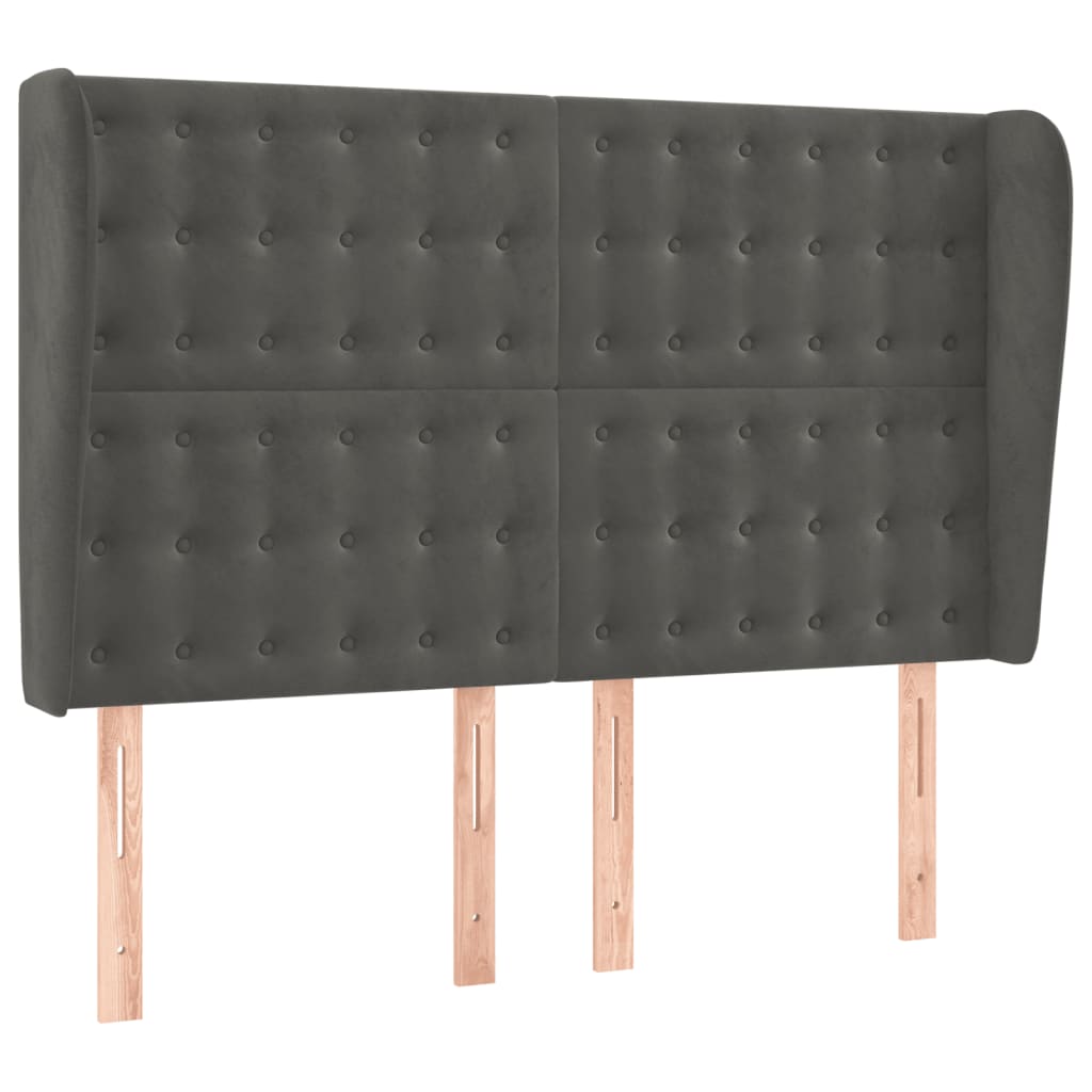 Hoofdbord met randen 147x23x118/128 cm fluweel donkergrijs is nu te koop bij PeponiXL, paradijselijk wonen!