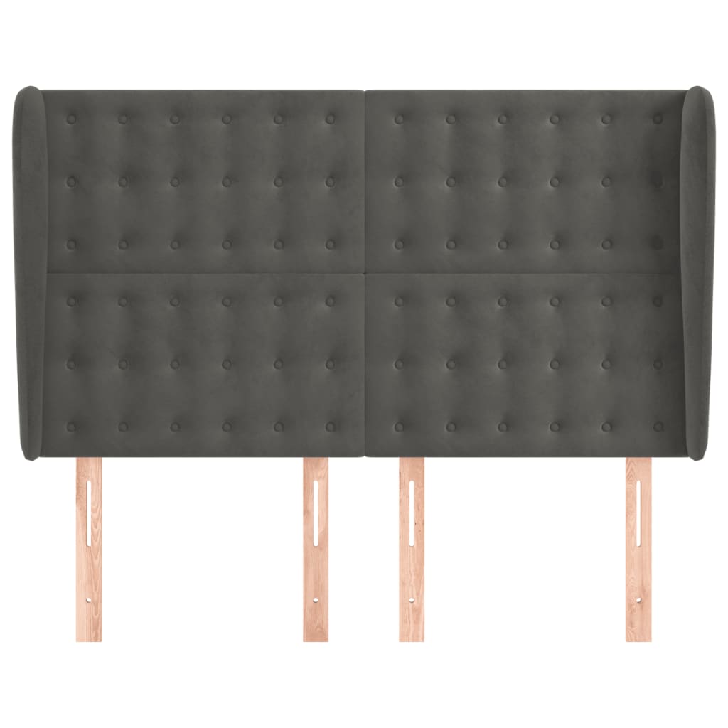 Hoofdbord met randen 147x23x118/128 cm fluweel donkergrijs is nu te koop bij PeponiXL, paradijselijk wonen!