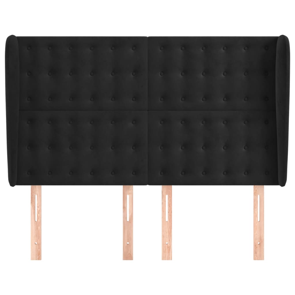 Hoofdbord met randen 147x23x118/128 cm fluweel zwart is nu te koop bij PeponiXL, paradijselijk wonen!