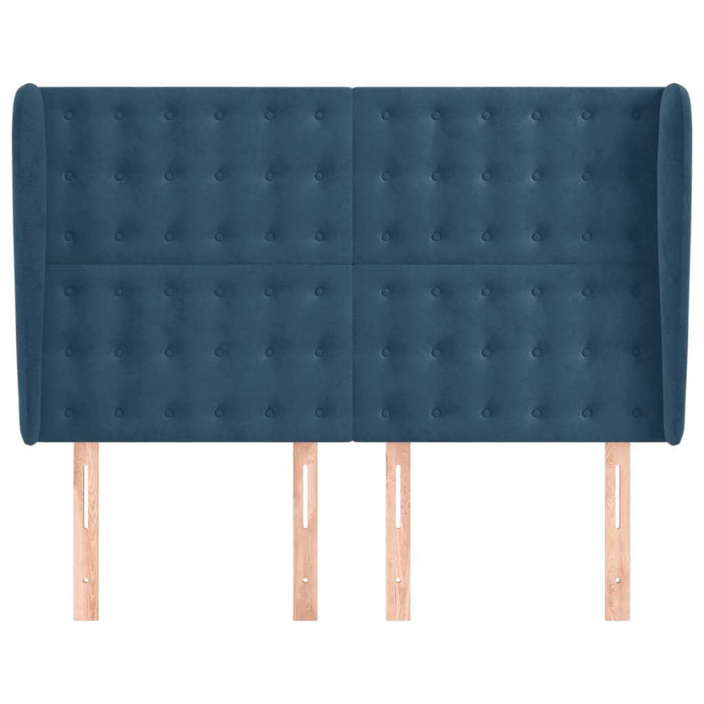 Hoofdbord met randen 147x23x118/128 cm fluweel donkerblauw is nu te koop bij PeponiXL, paradijselijk wonen!