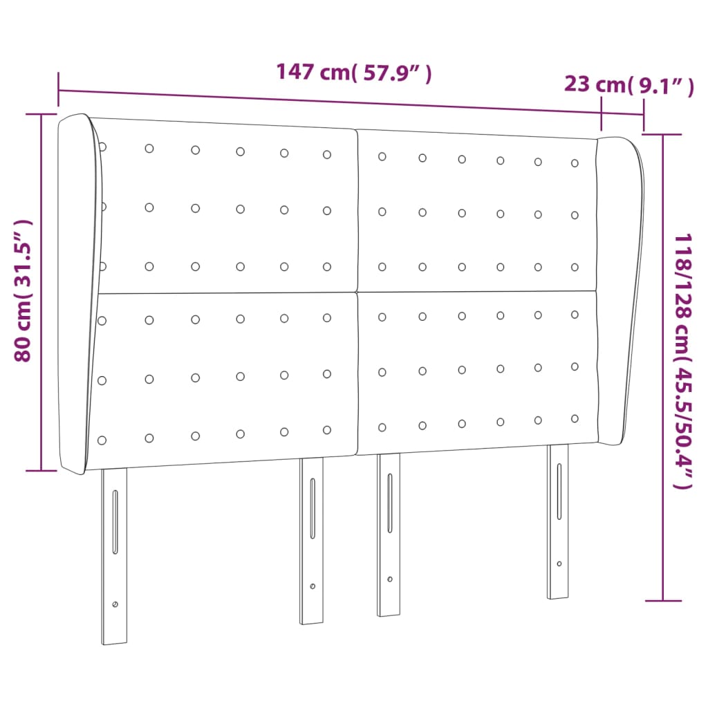 Hoofdbord met randen 147x23x118/128 cm fluweel donkerblauw is nu te koop bij PeponiXL, paradijselijk wonen!