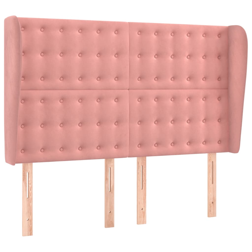 Hoofdbord met randen 147x23x118/128 cm fluweel roze is nu te koop bij PeponiXL, paradijselijk wonen!