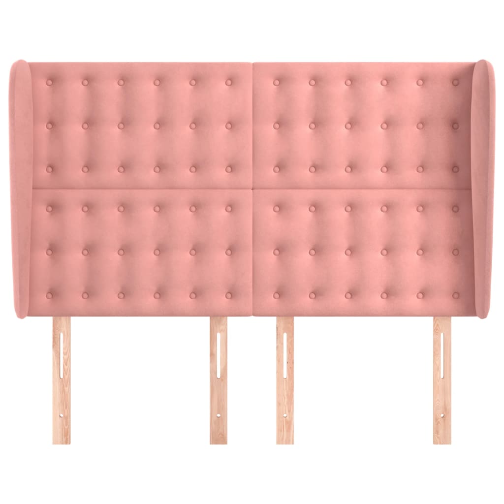 Hoofdbord met randen 147x23x118/128 cm fluweel roze is nu te koop bij PeponiXL, paradijselijk wonen!