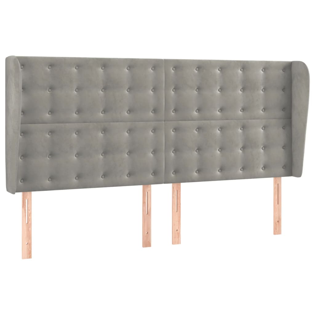 Hoofdbord met randen 163x23x118/128 cm fluweel lichtgrijs is nu te koop bij PeponiXL, paradijselijk wonen!