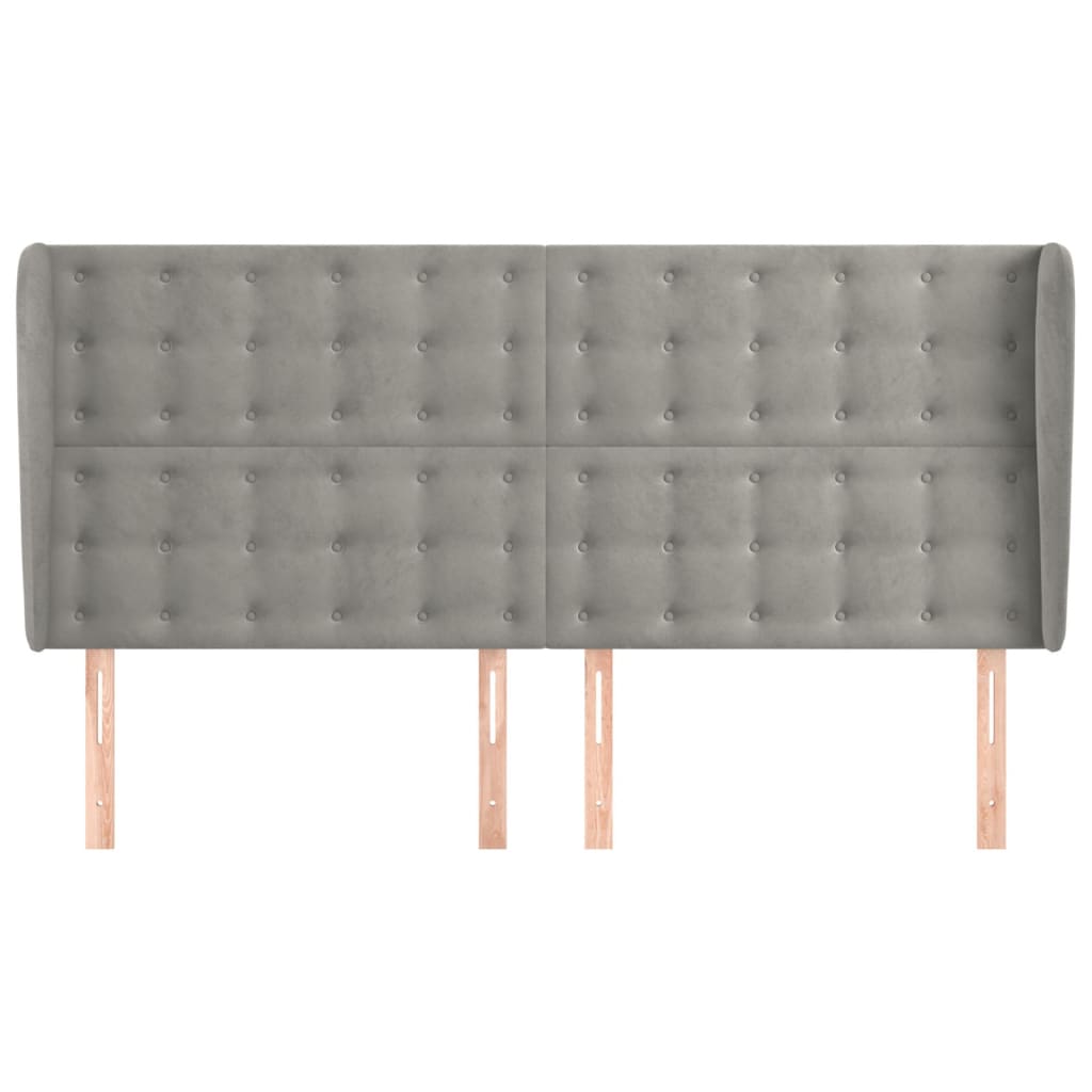 Hoofdbord met randen 163x23x118/128 cm fluweel lichtgrijs is nu te koop bij PeponiXL, paradijselijk wonen!