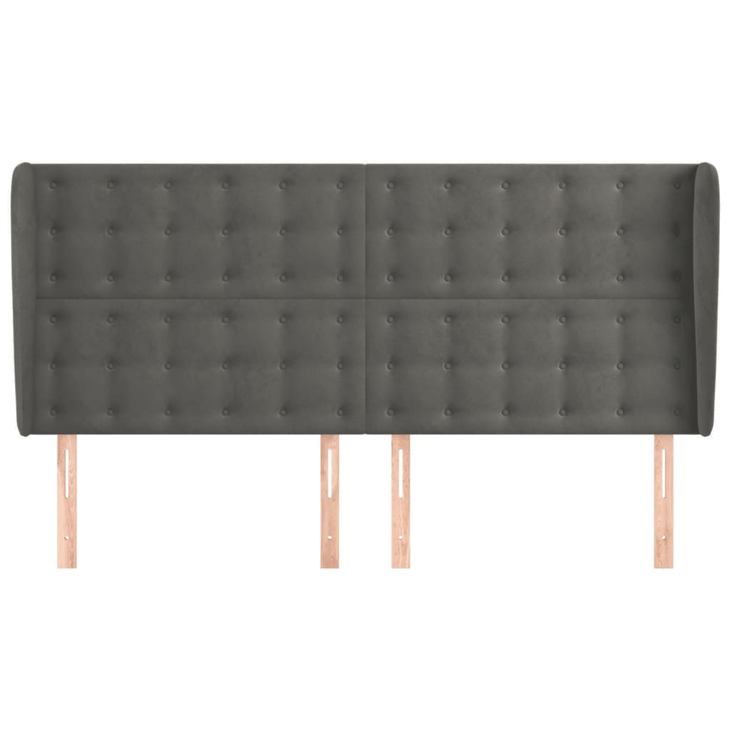Hoofdbord met randen 163x23x118/128 cm fluweel donkergrijs is nu te koop bij PeponiXL, paradijselijk wonen!
