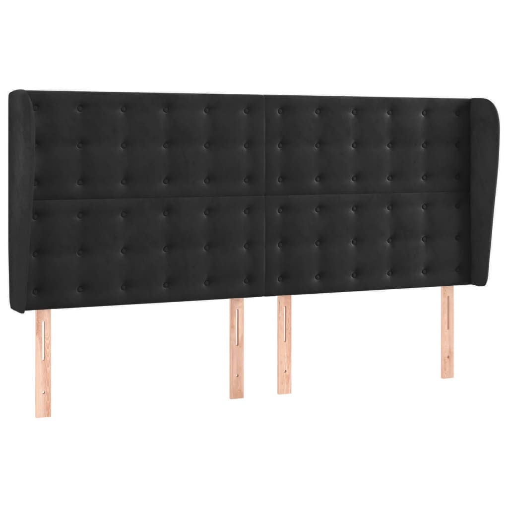 Hoofdbord met randen 163x23x118/128 cm fluweel zwart is nu te koop bij PeponiXL, paradijselijk wonen!