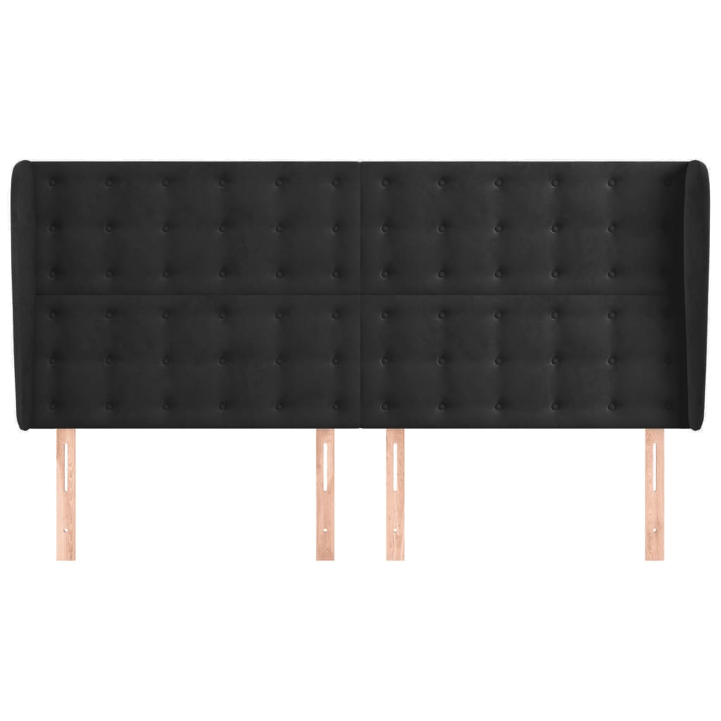 Hoofdbord met randen 163x23x118/128 cm fluweel zwart is nu te koop bij PeponiXL, paradijselijk wonen!