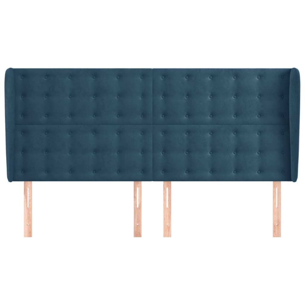 Hoofdbord met randen 163x23x118/128 cm fluweel donkerblauw is nu te koop bij PeponiXL, paradijselijk wonen!