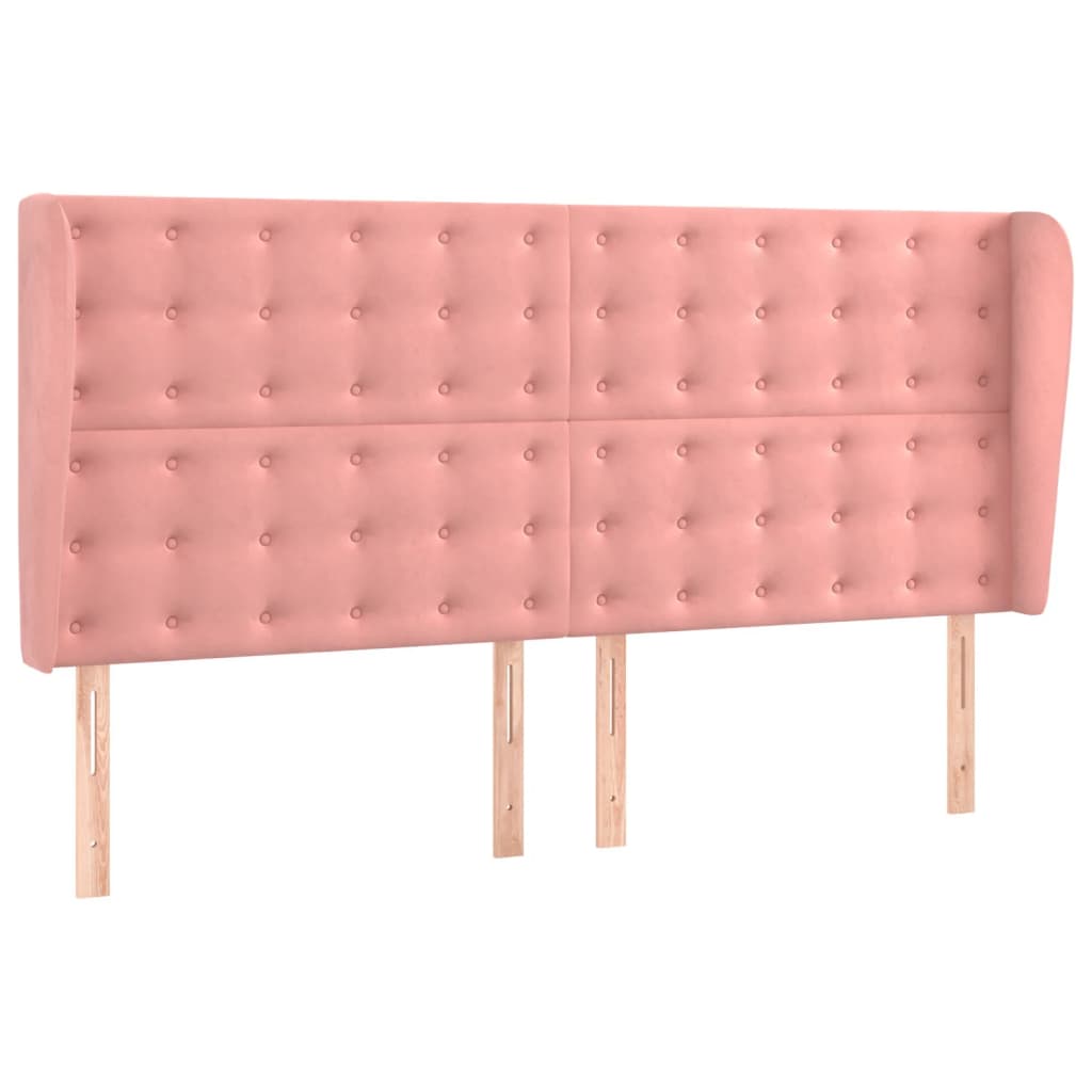 Hoofdbord met randen 163x23x118/128 cm fluweel roze is nu te koop bij PeponiXL, paradijselijk wonen!