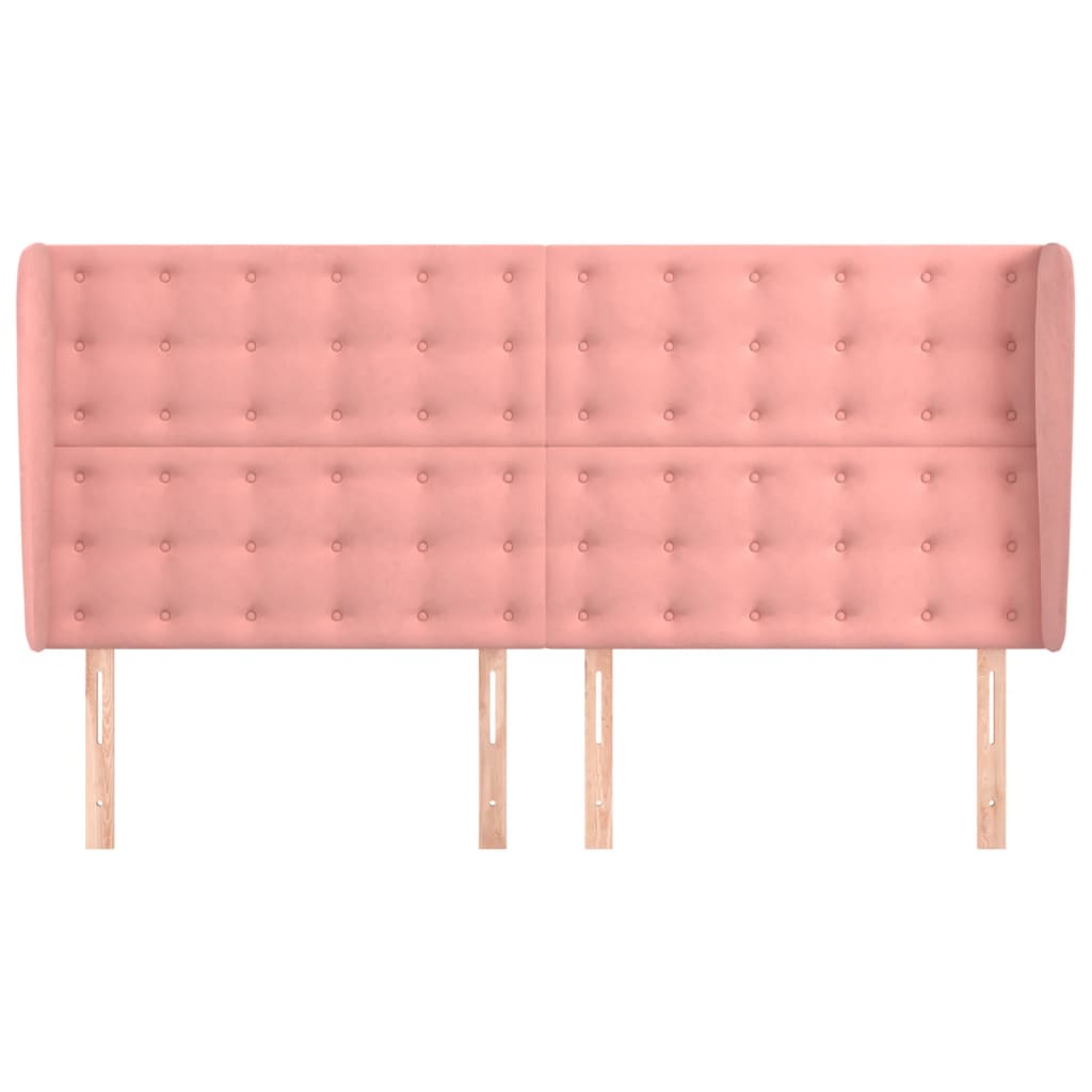 Hoofdbord met randen 163x23x118/128 cm fluweel roze is nu te koop bij PeponiXL, paradijselijk wonen!
